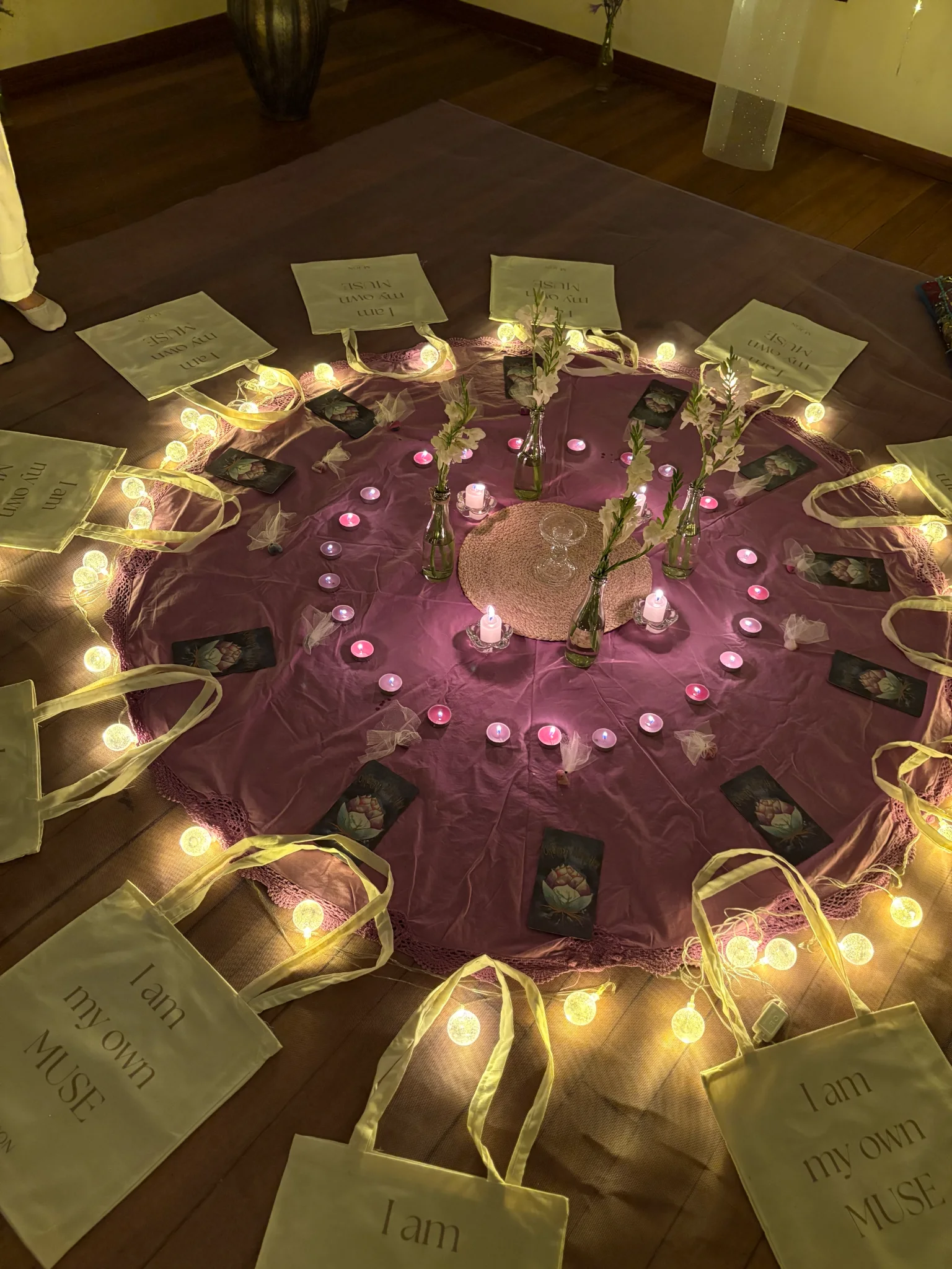 Cercle bien-être Moon aux bougies